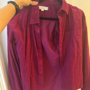 LOFT Women's Pink Button-Up Shirt